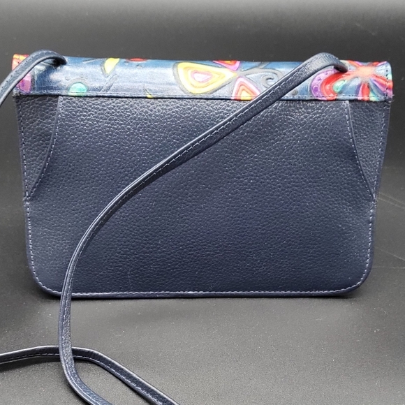 NWOT Hand Painted Leather Crossbody Wallet - Picture 7 of 8